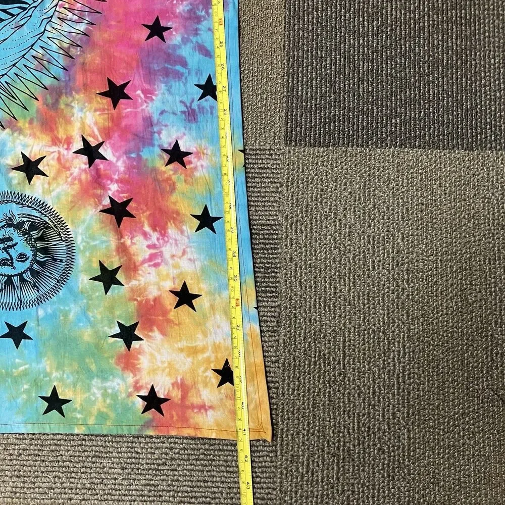 Psychedelic Sun Moon Stars Tie Dye Mandala Tapestry Hippie Hippy Celestial Wall